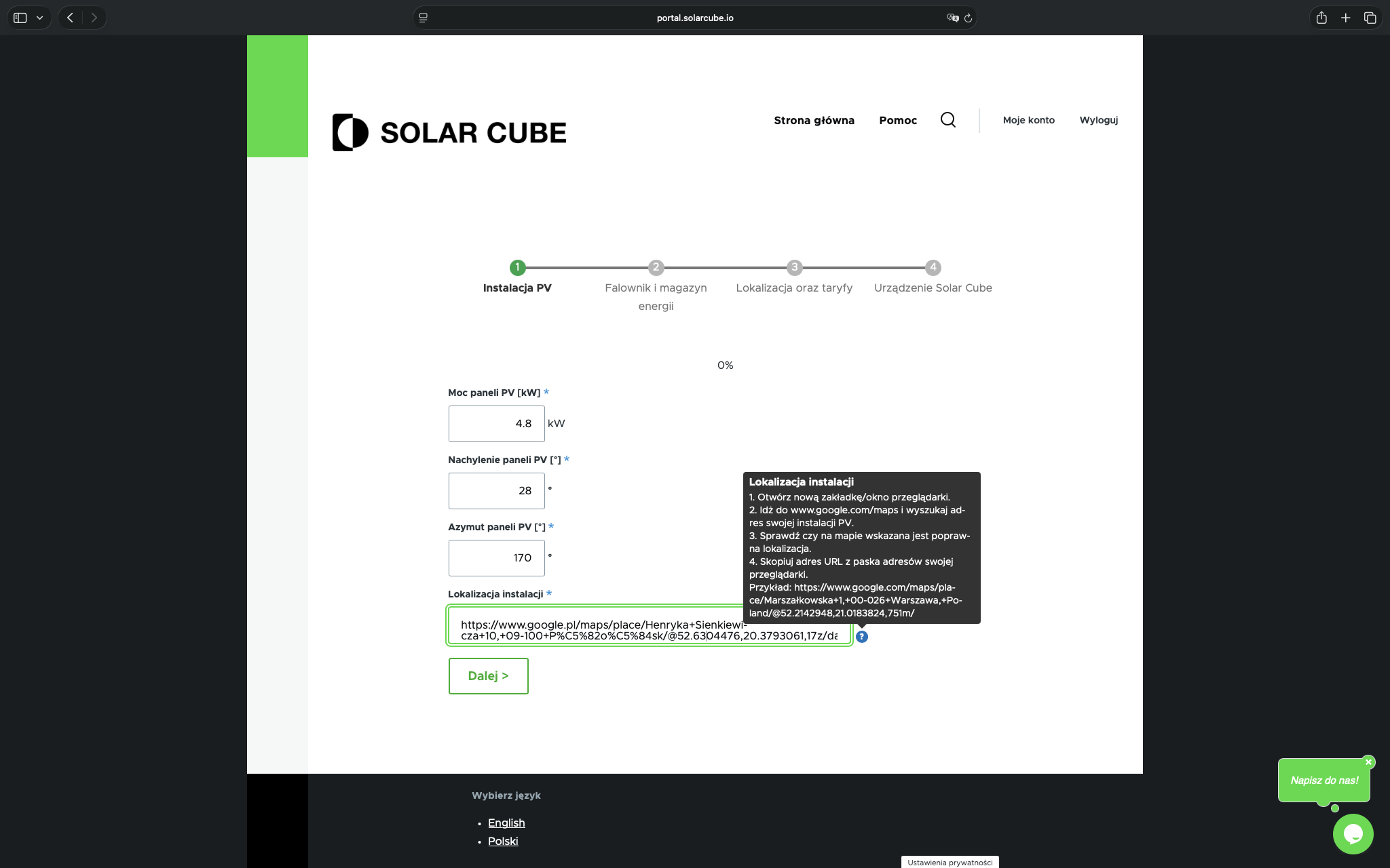 Screenshot 10 — PV installation details