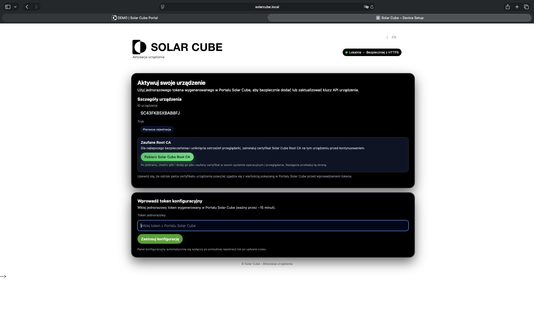 Screenshot 16 — local device activation page