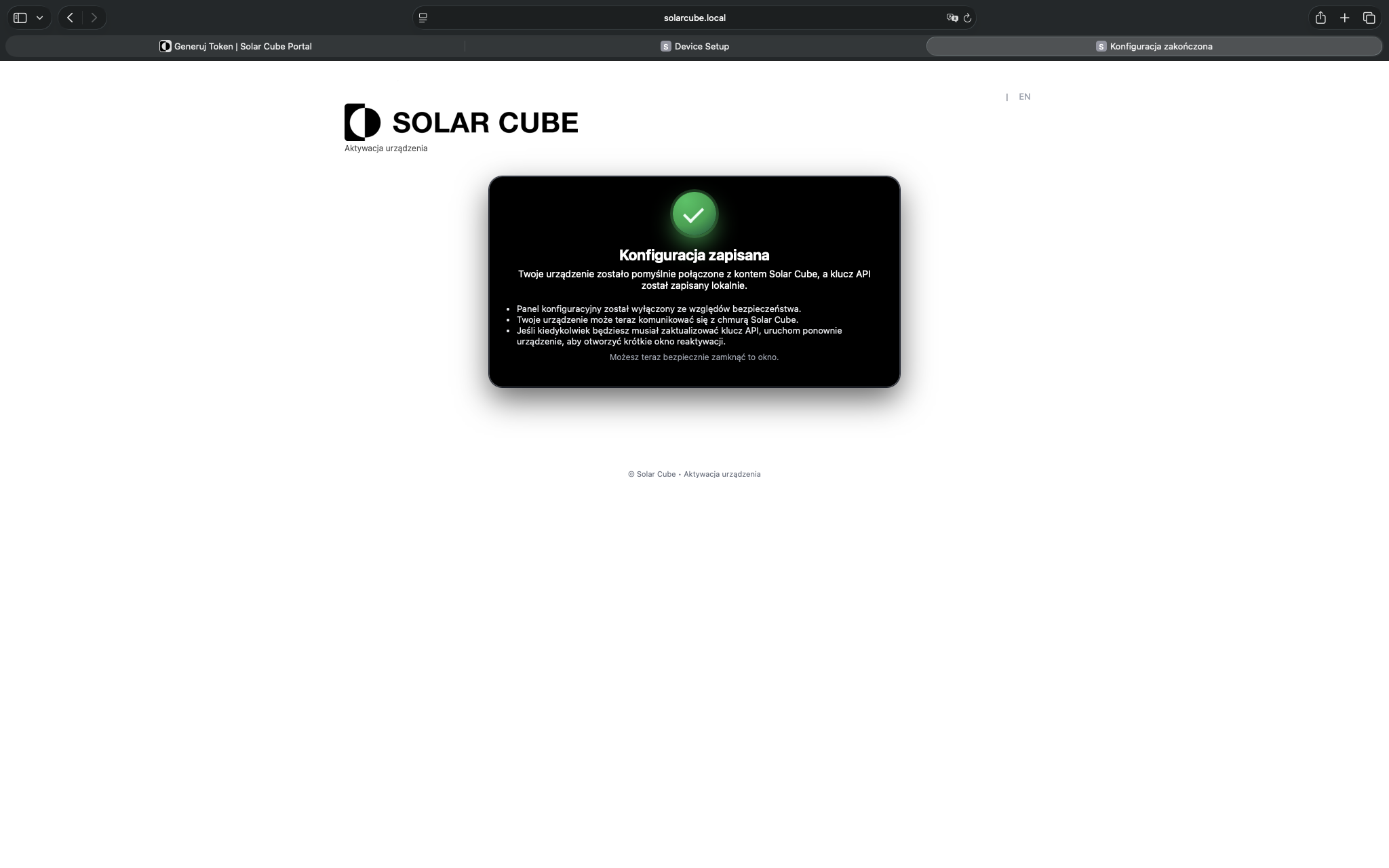 Screenshot 20 — configuration save confirmation