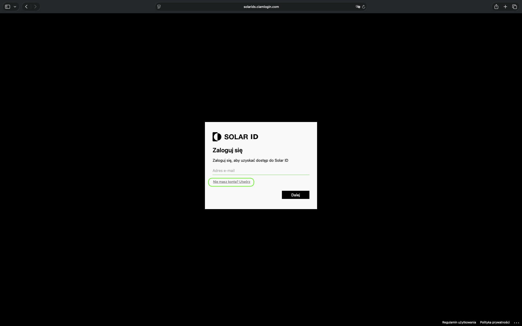 Screenshot 3 — creating a new account