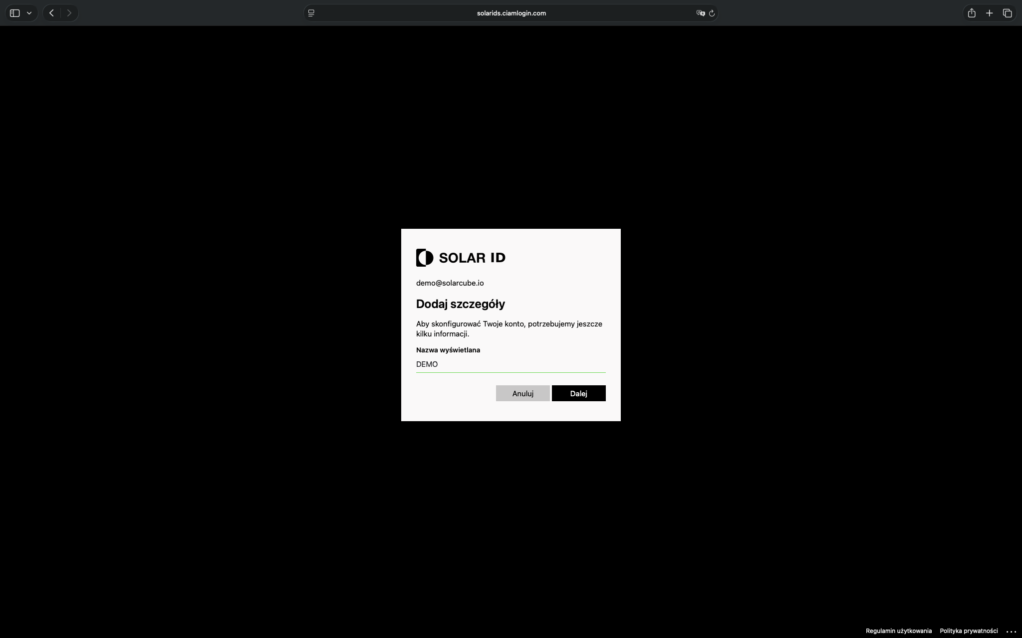 Screenshot 6 — basic account details